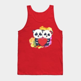 Cute Panda with Love  - Adorable Panda - Kawaii Panda Tank Top